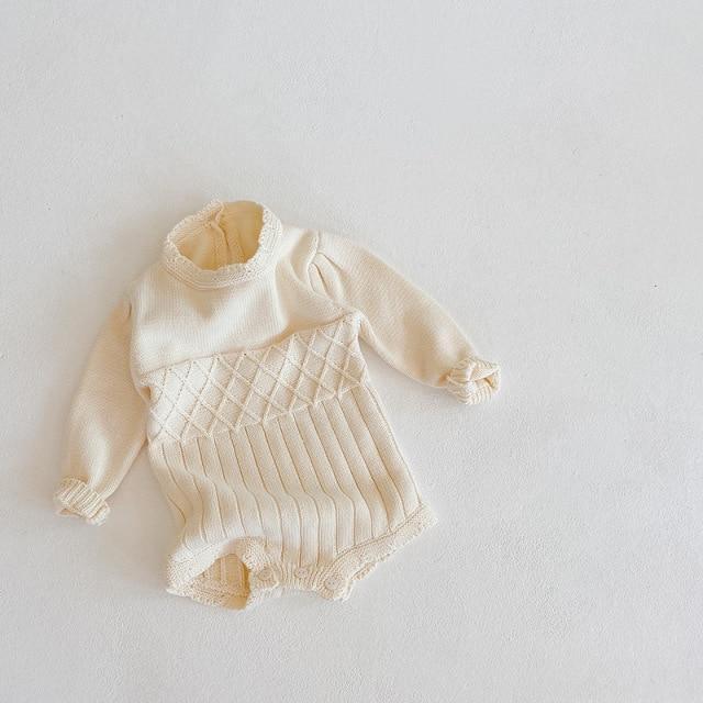 Crème Gebreide Baby Romper